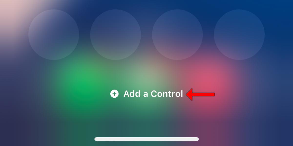 Screenshot of the add a control buttonl in the Control Center on an iPhone running iOS 18.