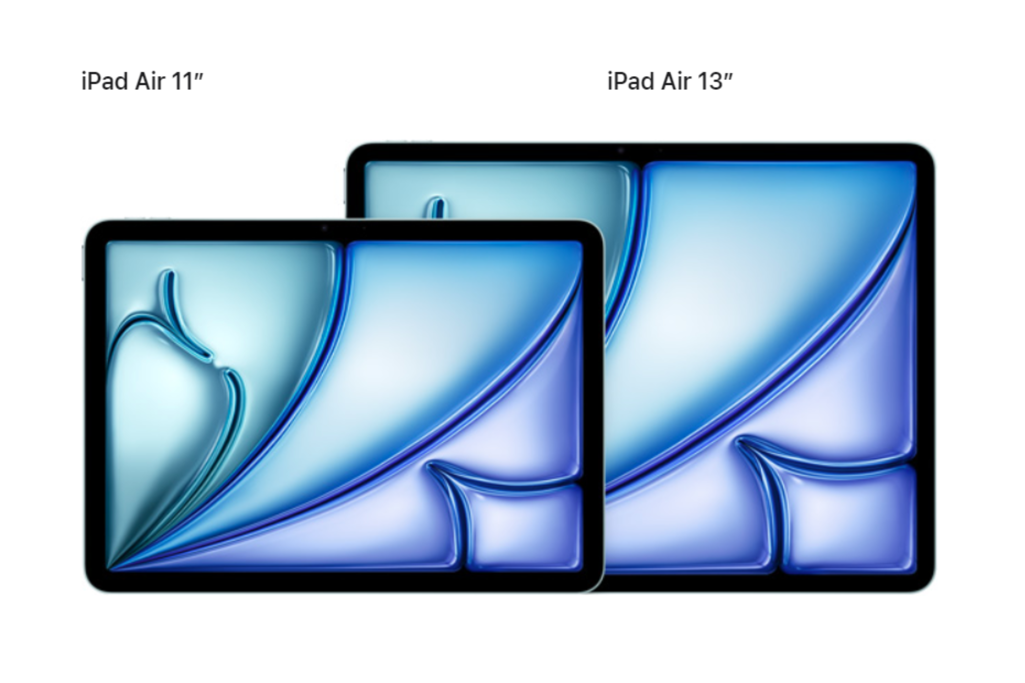 Image of the 11-inch and 13-inch M2 iPad Air, depicting the screen size.