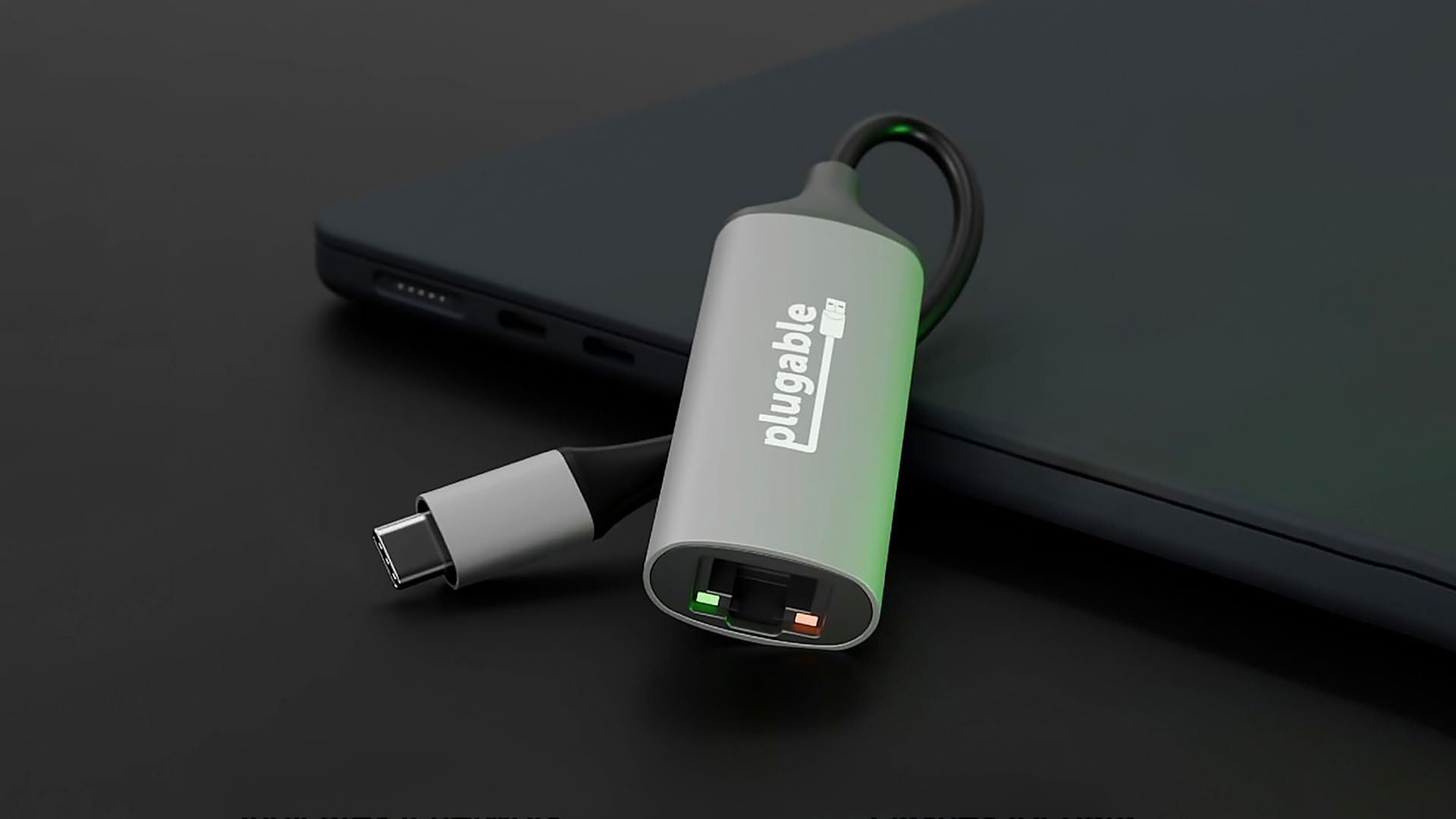 Plugable 5Gbps USB-C adapter with a laptop.