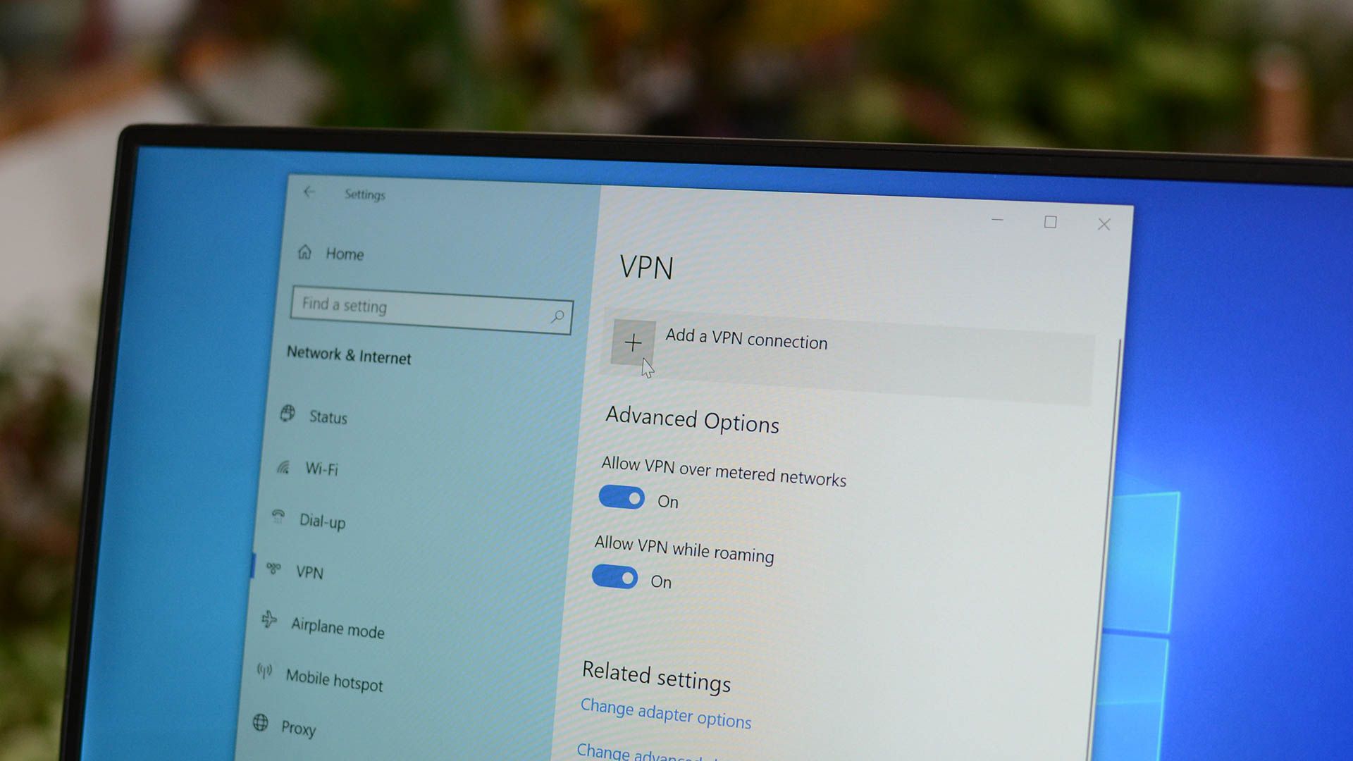 The VPN settings on Windows 10.