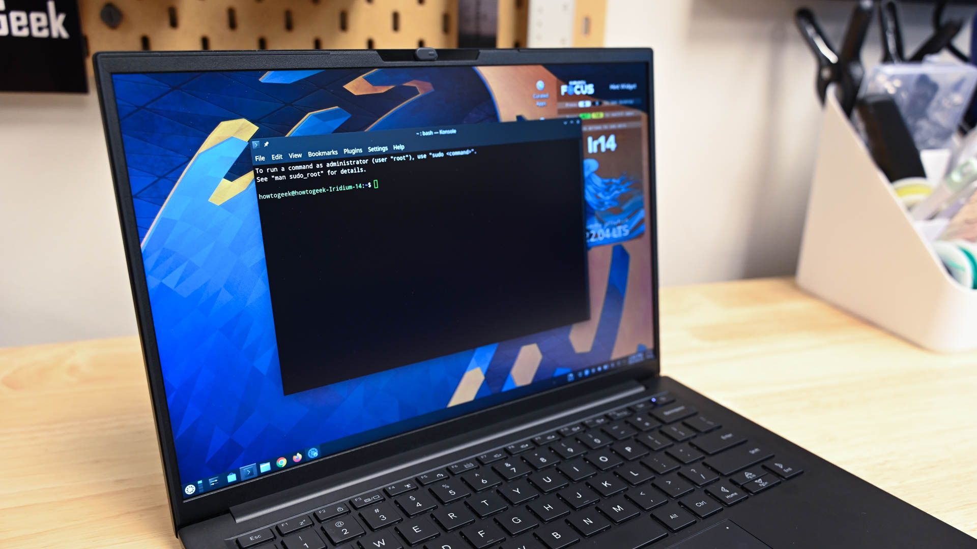Konsole Terminal open on the Kubuntu Focus Ir14 Linux laptop.