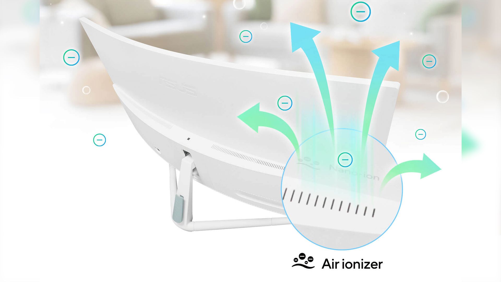 Closeup of the ASUS Air Ionizing Monitor's air vents.