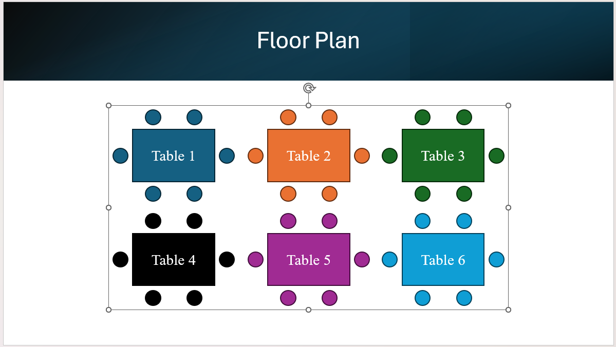 A PowerPoint slide containing grouped objects all selected together.