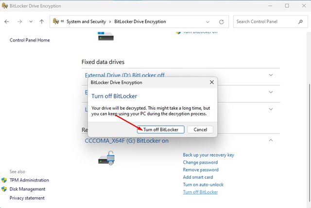 Turn Off Bitlocker