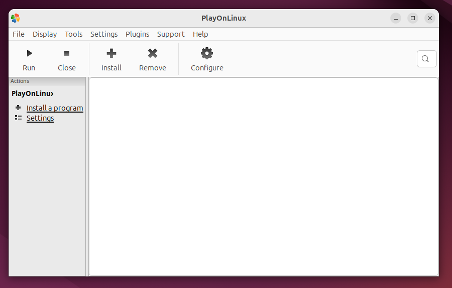 Displaying PlayOnLinux Main Interface.