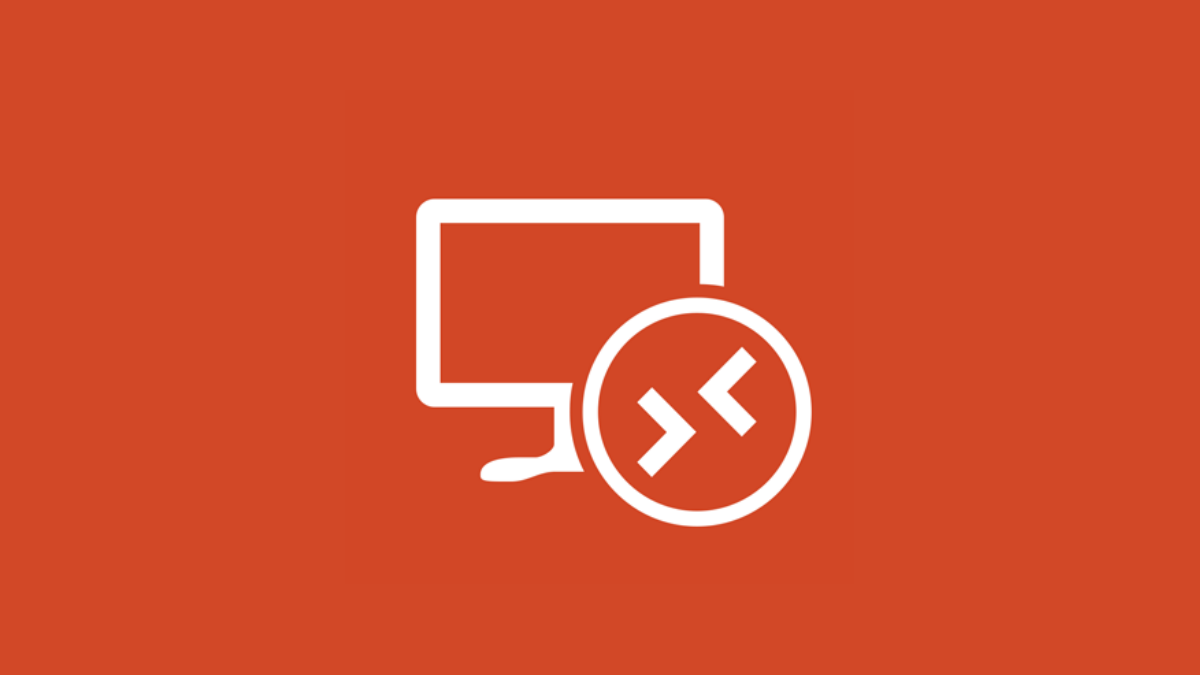 A logo of Microsoft's Remote Desktop app on orange-ish background.