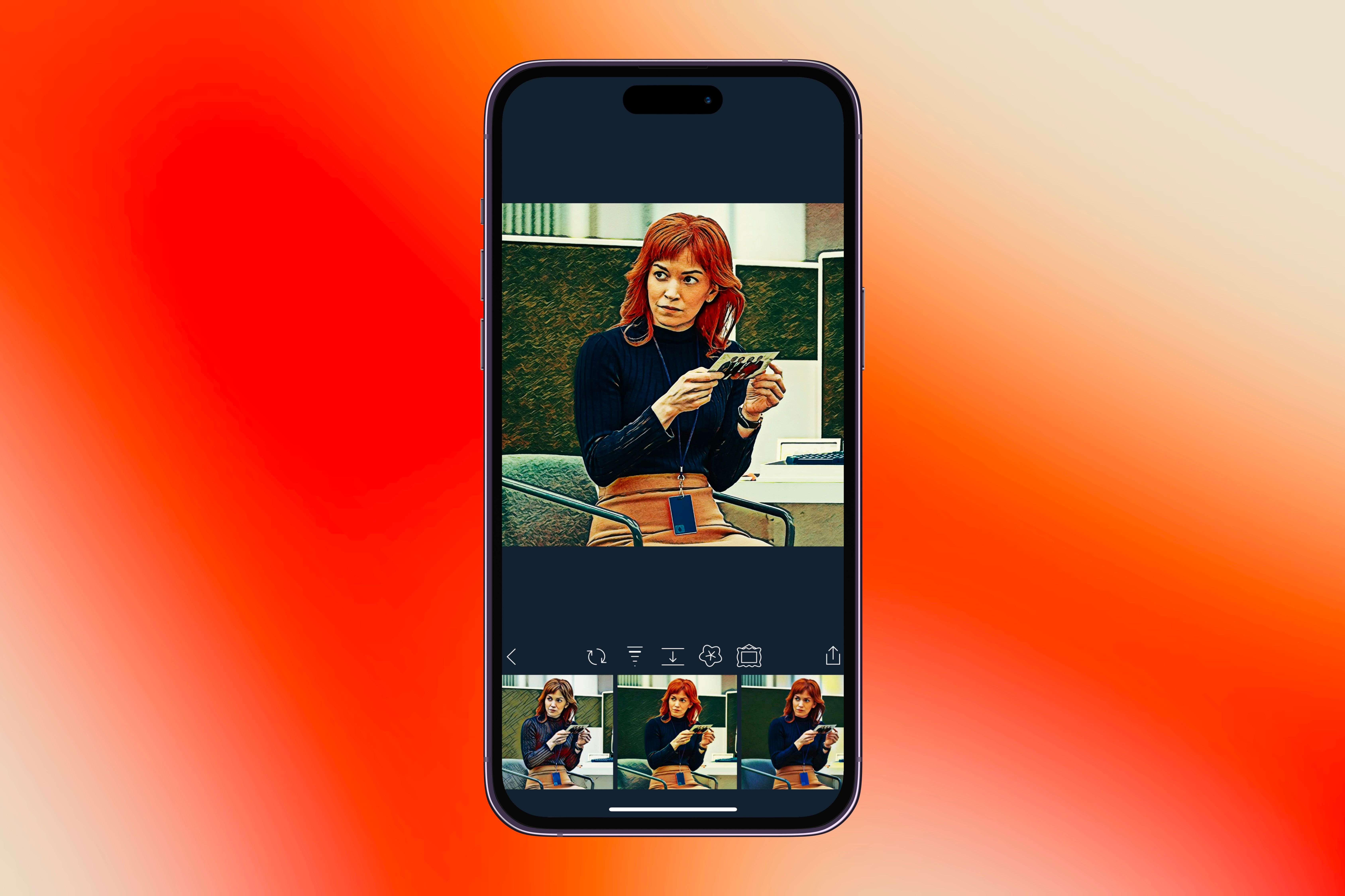 A picture of Helly R. from Severance being used in the Visionist app.