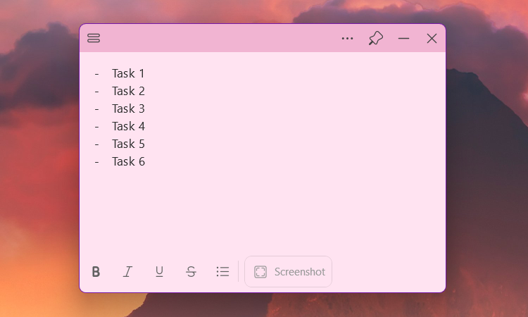 Making a to-do list in Sticky Notes on Windows 11.