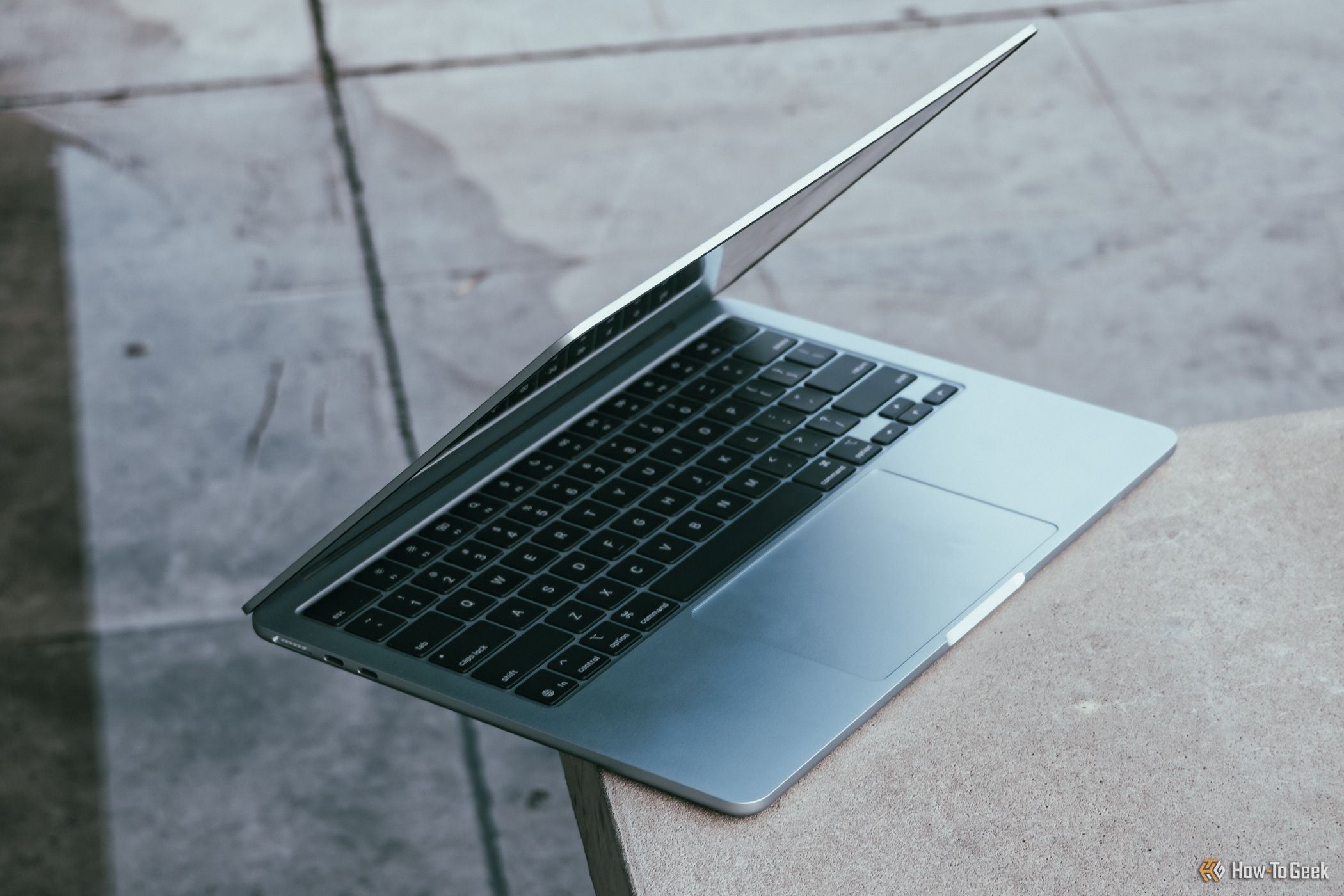 M4 MacBook Air in Sky Blue keyboard and trackpad.