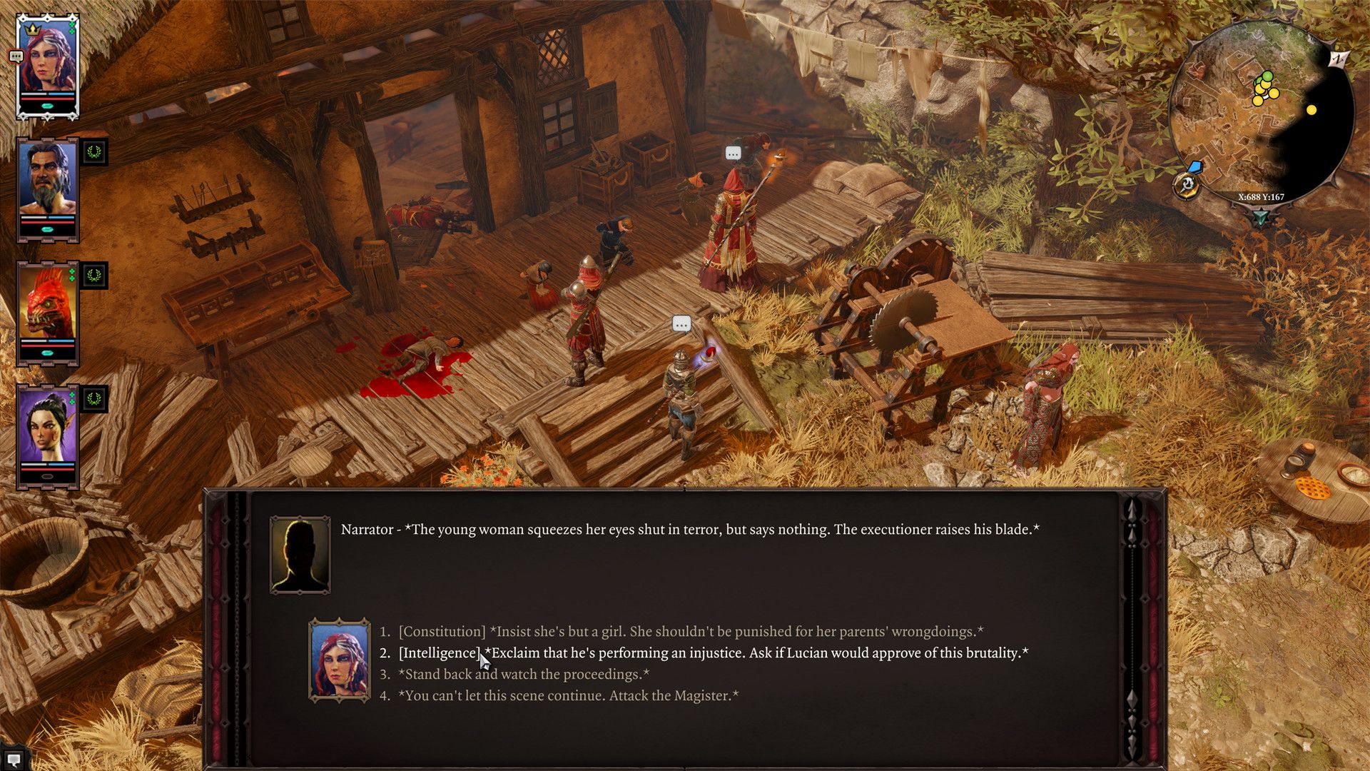 Official screenshot of Divinity Original Sin 2 showing a dialogue playing out.