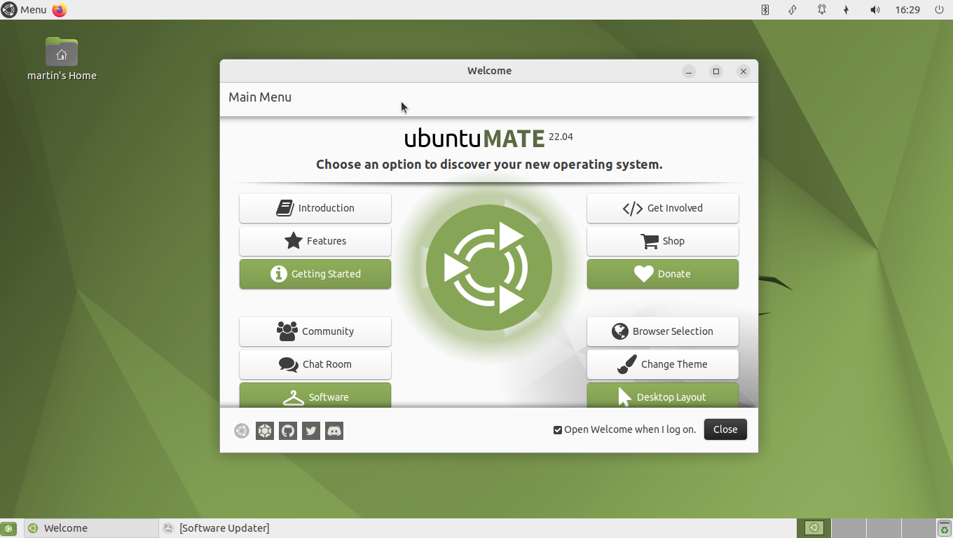 Screenshot of Ubuntu MATE desktop.