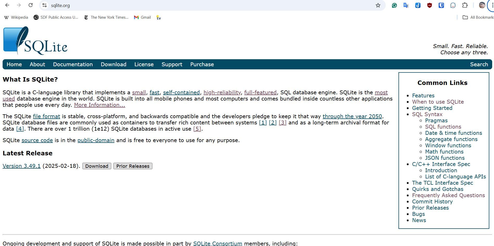 The SQLite official website.