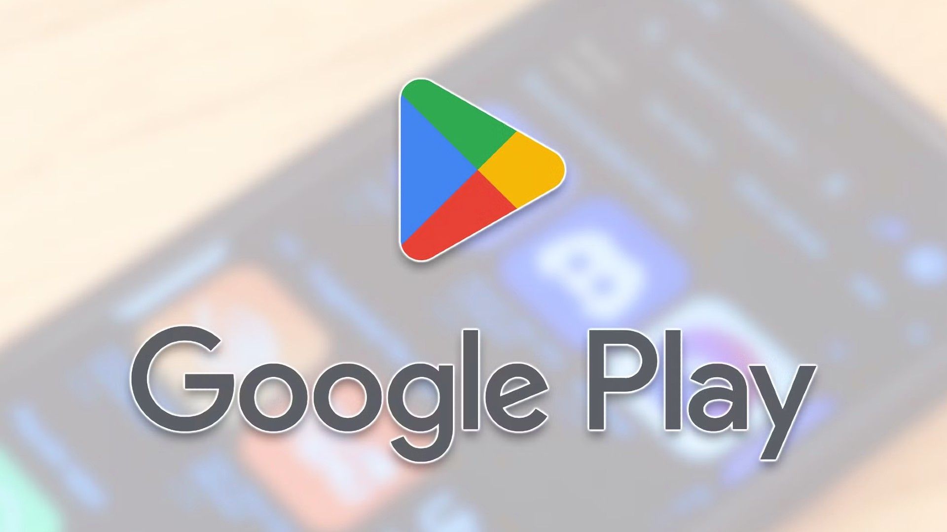 The Google Play Store logo over a photo of an Android phone