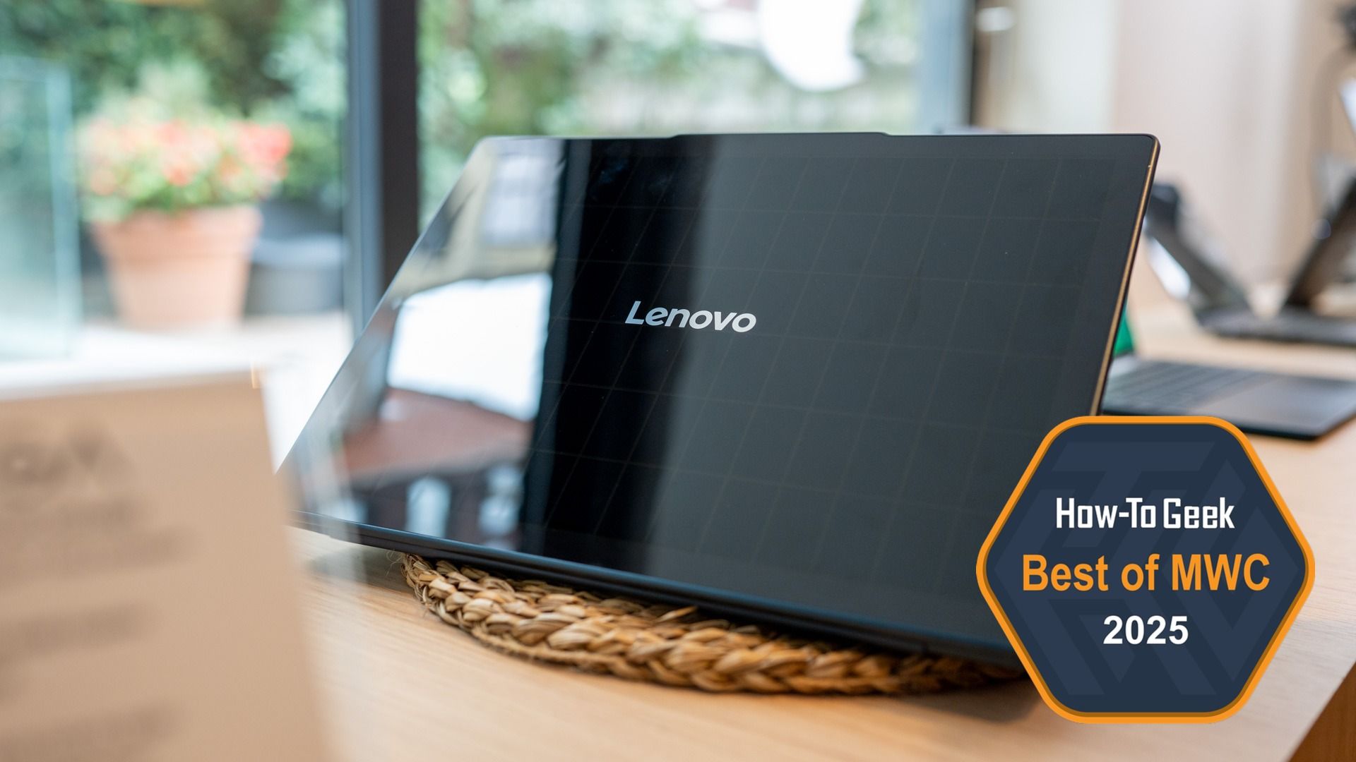 The Lenovo Yoga Solar PC concept on display at MWC 2025.